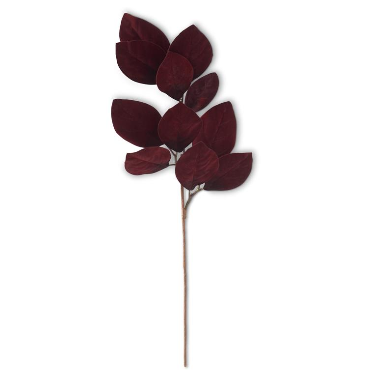 33 Inch Burgundy Velvet Magnolia Leaf Spray