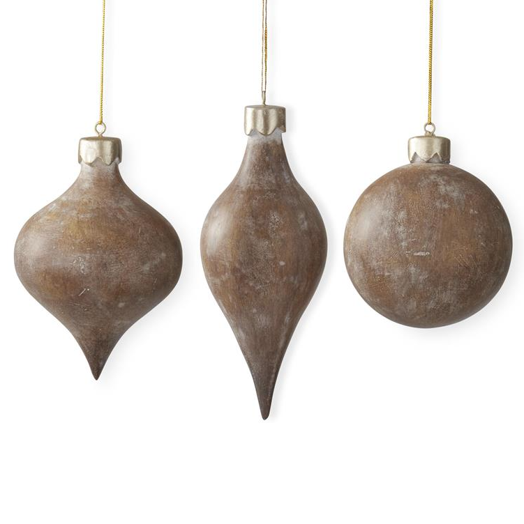 Faux Wood Ornaments (3 Styles)