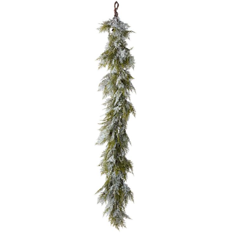 Glittered & Snowy Pine Garland w/Mini Pinecones
