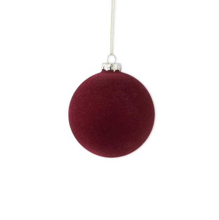 Burgundy Velvet Round Ornament - S