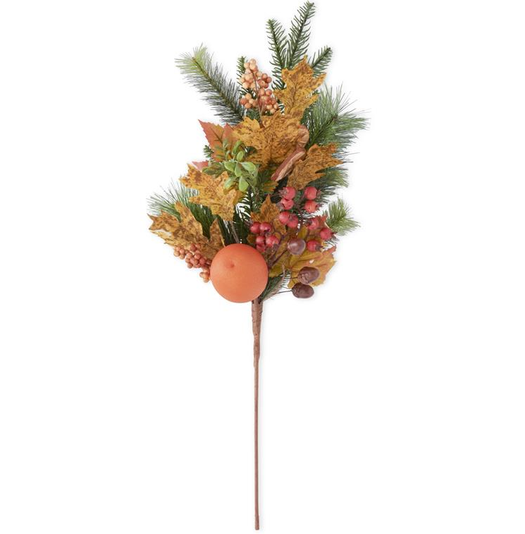 Pine Oak & Maple Leaves Spray w/Orange
