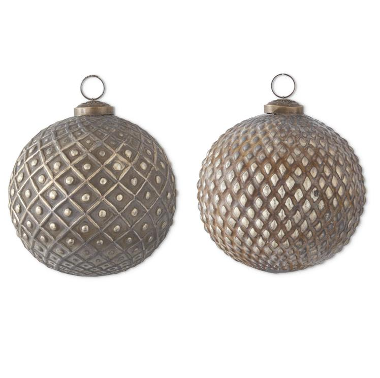 Antique Gold Embossed Glass Ornament