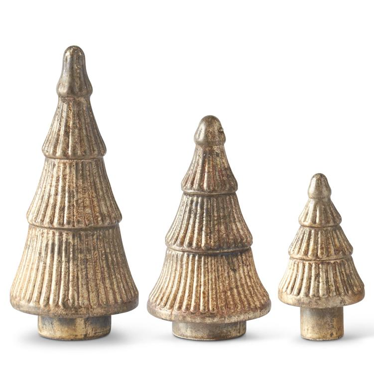 Rust Gold Mercury Glass Christmas Tree - M