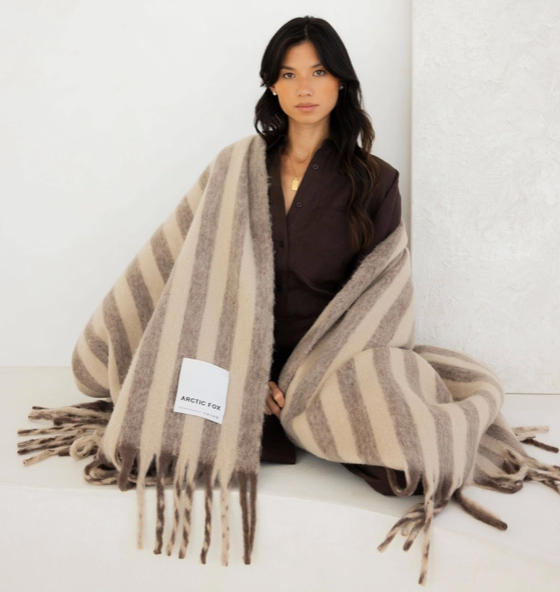 The Wool Stripe Throw - Burnt Umber Stripe
