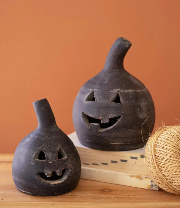 Black Clay Jack-O-Lantern