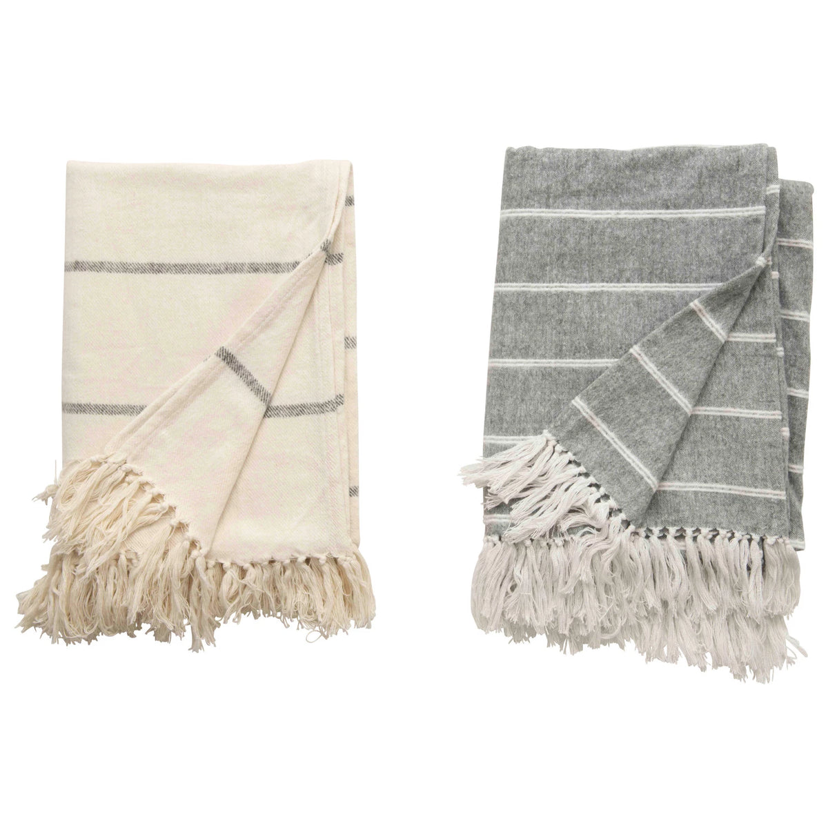 STRIPED THROW W/FRINGE 2 STYLES
