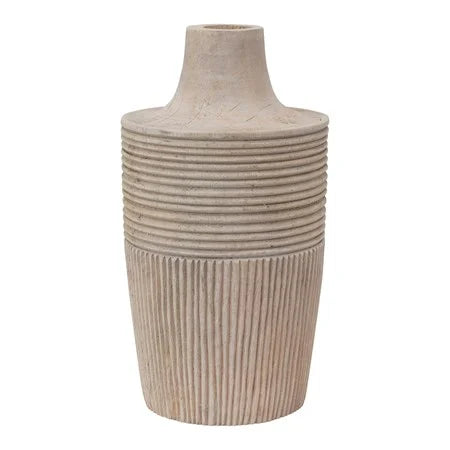 LG HAND-CARVED MANGO WOOD VASE