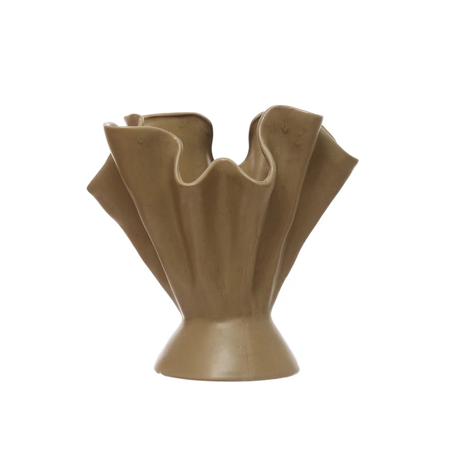STONEWARE RUFFLED VASE