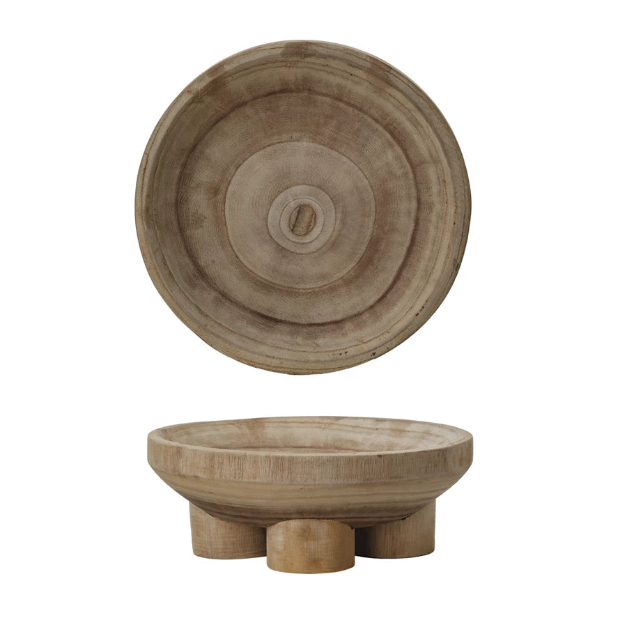 PAULOWNIA WOOD FOOTED BOWL