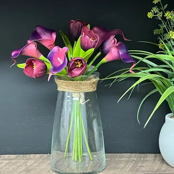Pack of 10-Real Touch Faux Tulip Calla Lily Bundle