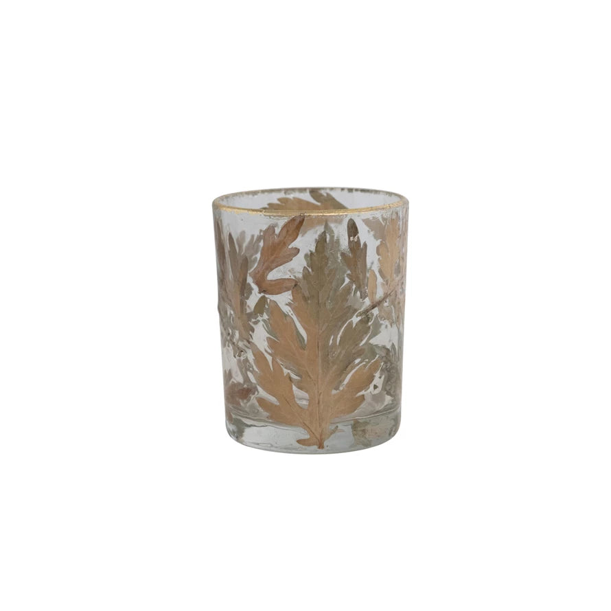 GLASS LEAF TEA LIGHT HOLDER