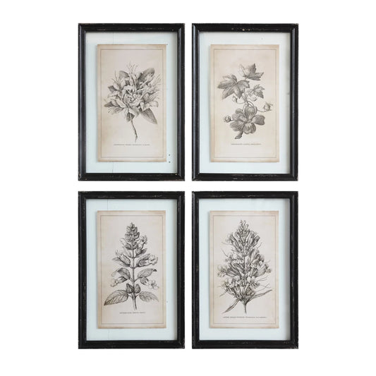 FRAMED DECOR W/FLORAL IMAGE 4 STYLES