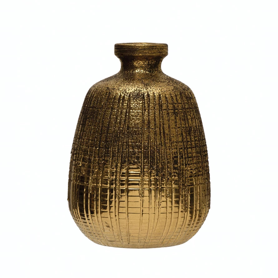 GOLD TEXTURED TERRA-COTTA VASE