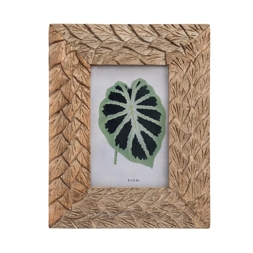 HAND-CARVED WOOD PHOTO FRAME