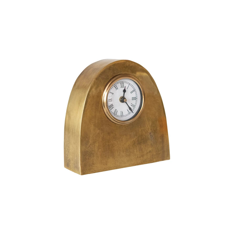 ARCHED METAL MANTEL CLOCK