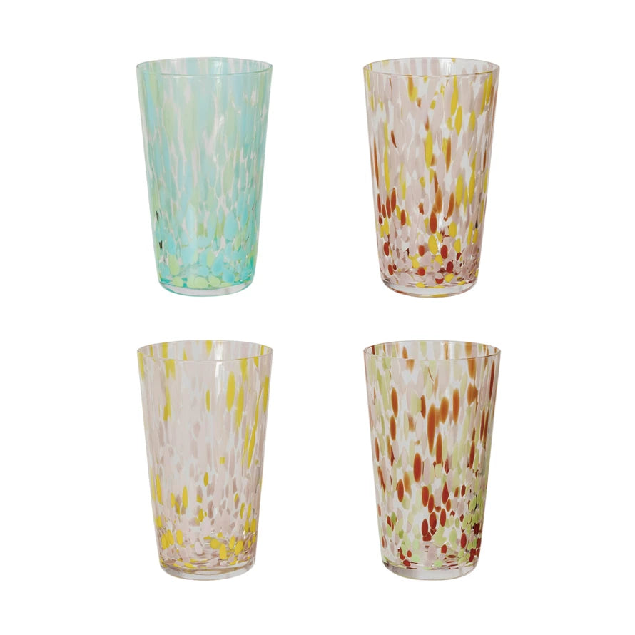 14oz.BLOWN CONFETTI DRINK GLASS