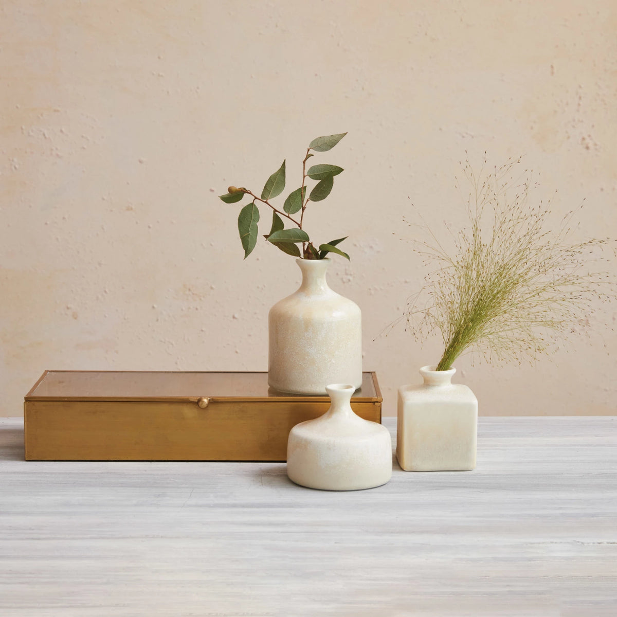 SM 3.25"SQUARE STONEWARE VASE