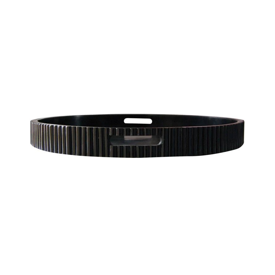 BLK RESIN RIBBED TRAY