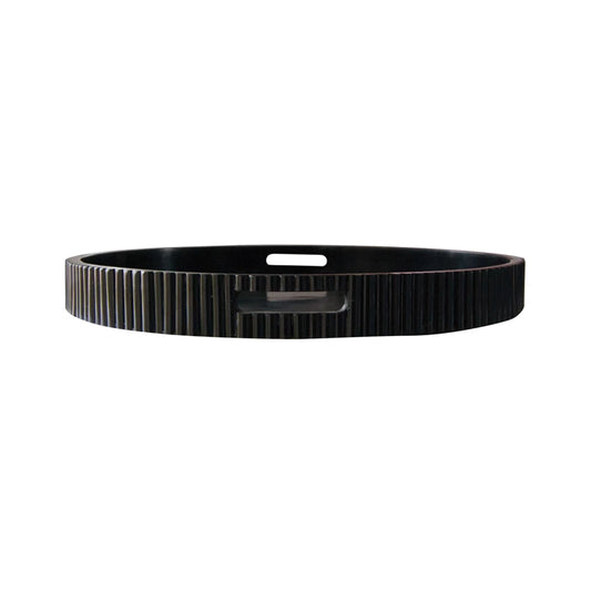 BLK RESIN RIBBED TRAY
