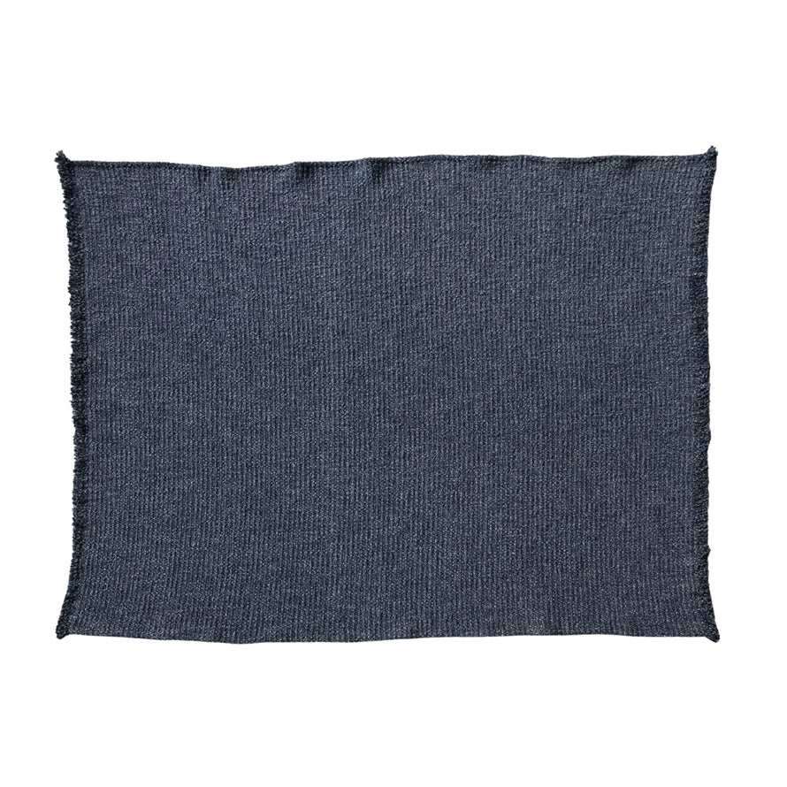 Stonewashed Charcoal Bouclé Throw w/ Fringe