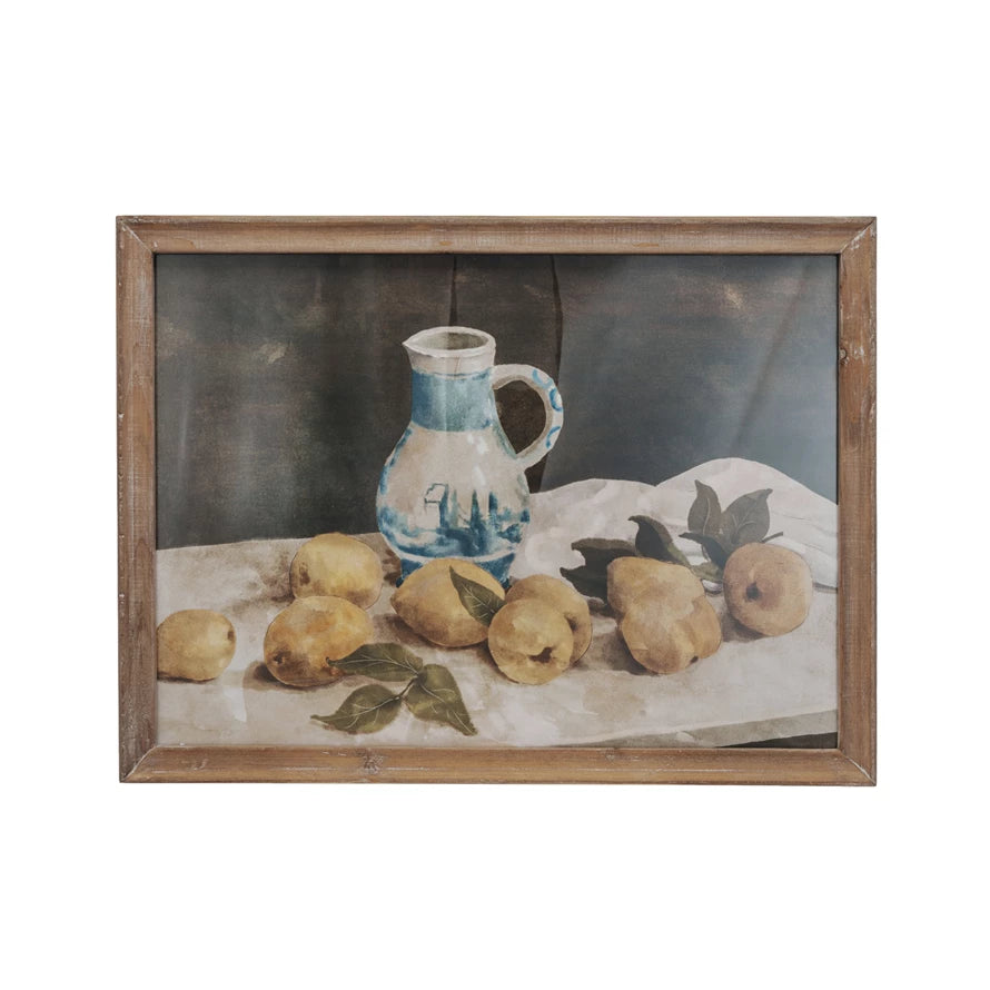 WOOD FRAME W/LEMONS&PITCHER