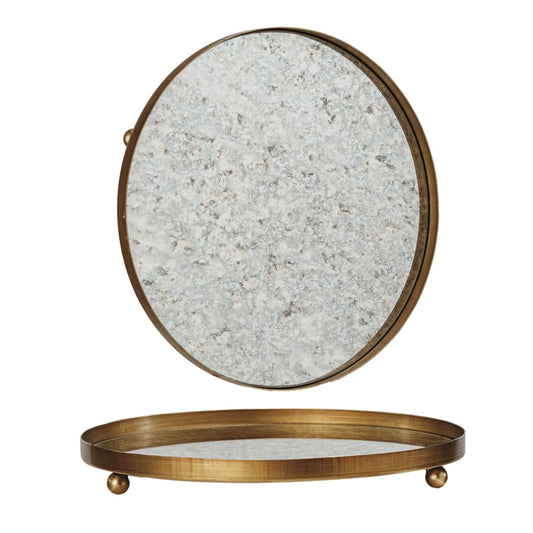 GOLD ANTIQUED MIRRIOR TRAY