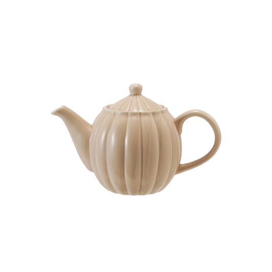 34oz Cream Ribbed Teapot