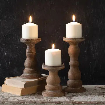 LARGE WOODEN CANDLE HOLDER