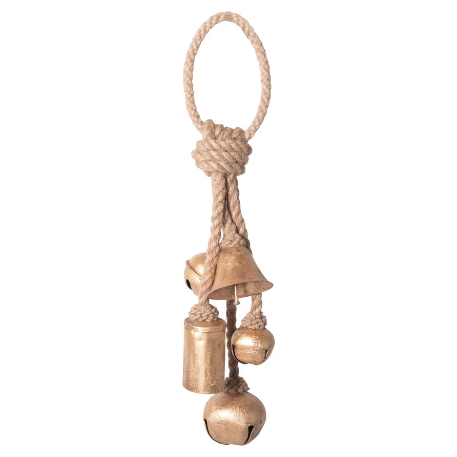 METAL BELLS ON JUTE HANGER