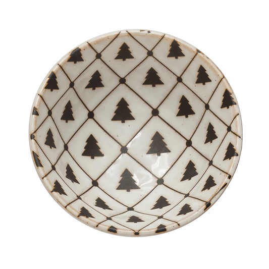 STONEWARE DISH TREE PATTERN SMALL BOWL
