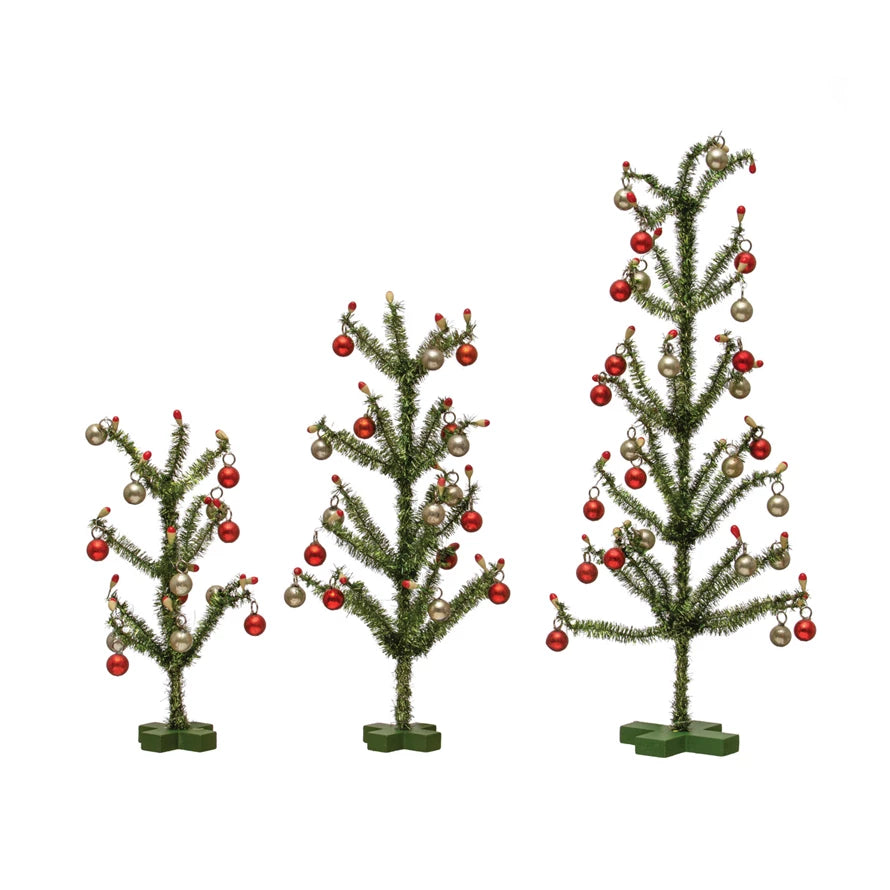 MD TINSEL GREEN ORNAMENT TREE