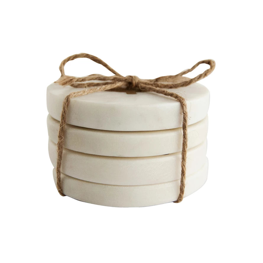 Marble Coaster w/ Brass Tree Inlay