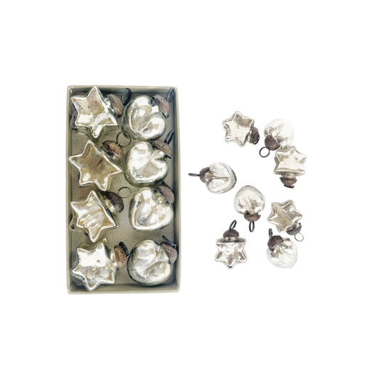 Silver Heart + Star Ornaments