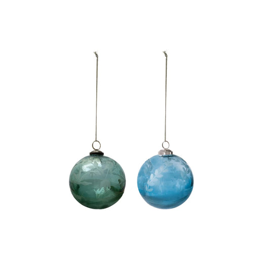 SM RECYCLED GLASS BALL ORNAMENT-2 STYLES