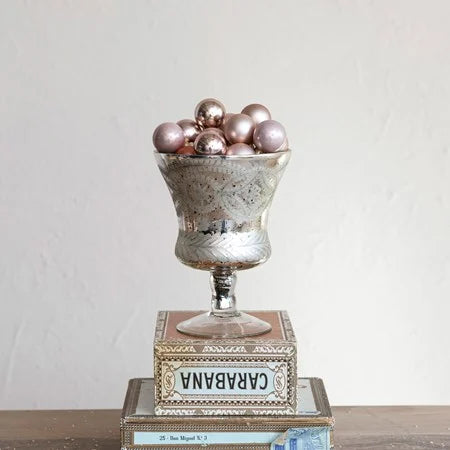 Etched Mercury Glass Container