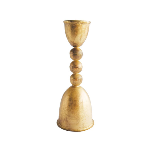 Lg Distressed Brass Metal Taper Candle Holder