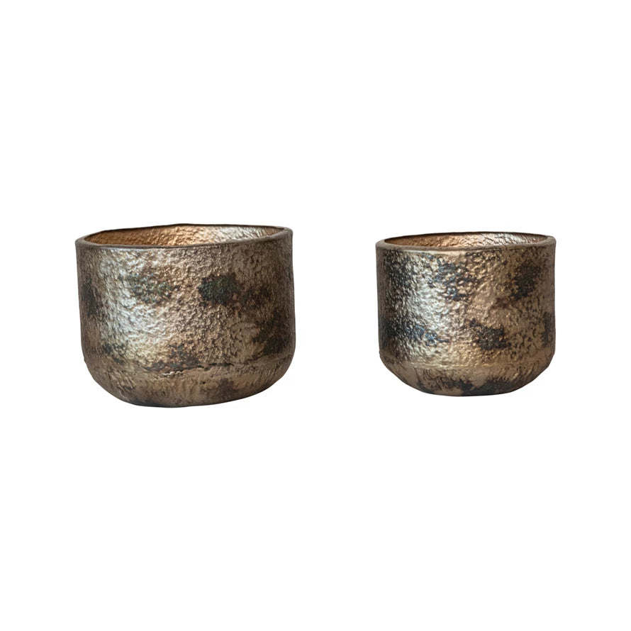 LG OXIDIZED GOLD METAL PLANTER