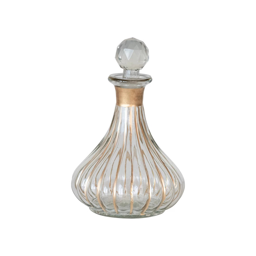 Blown Glass Fluted Decanter w/ Stopper