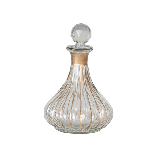 Blown Glass Fluted Decanter w/ Stopper