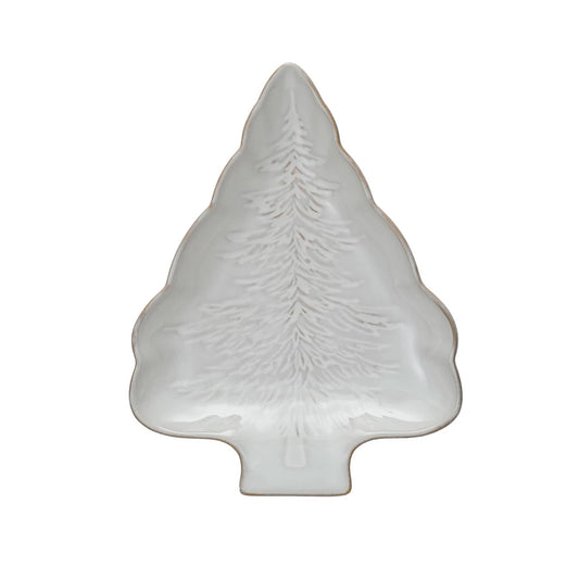 STONEWARE TREE SHAPED PLATE