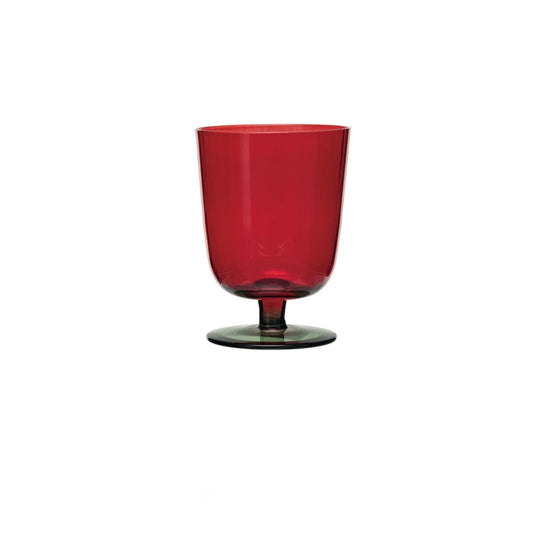 8OZ.STEMMED GRE&RED DRINKING GLASS