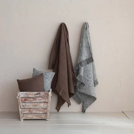 24"Grey Wool Lumbar Pillow
