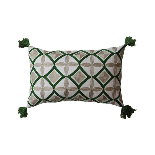 22" Embroidered Lumbar Pillow